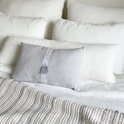Anaya Home Cool Cotton White Waffle Weave Pillow 14x40 With Down Insert