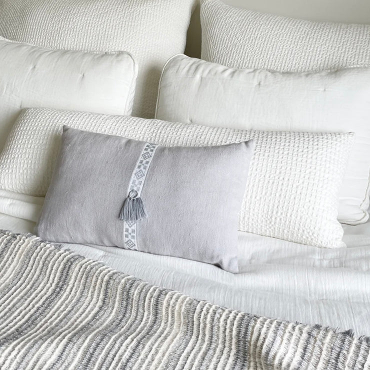 Anaya Home Cool Cotton White Waffle Weave Pillow 14x40 With Down Insert