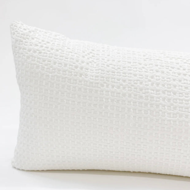 Anaya Home Cool Cotton White Waffle Weave Pillow 14x40 With Down Insert