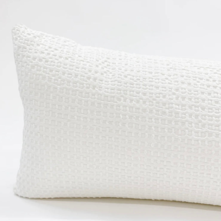 Anaya Home Cool Cotton White Waffle Weave Pillow 14x40 With Down Insert