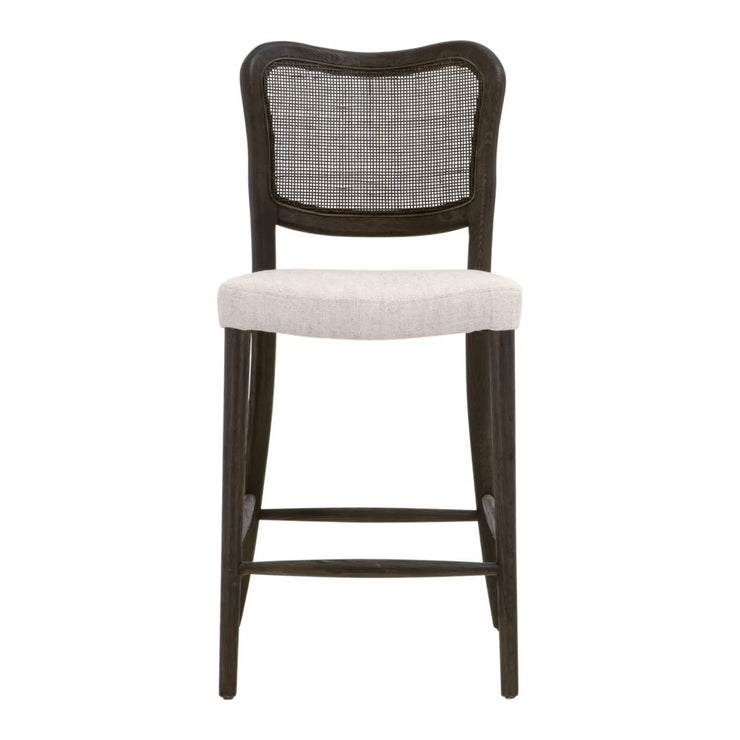 Essentials For Living Cela Counter Stool ~ Bisque With Matte Brown Oak & Matte Brown Cane Frame