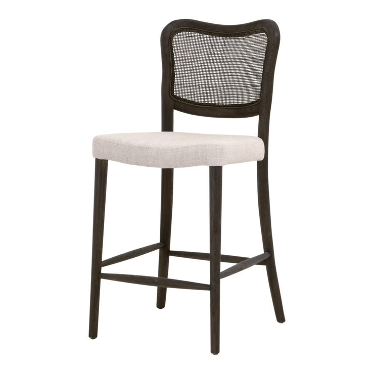 Essentials For Living Cela Counter Stool ~ Bisque With Matte Brown Oak & Matte Brown Cane Frame