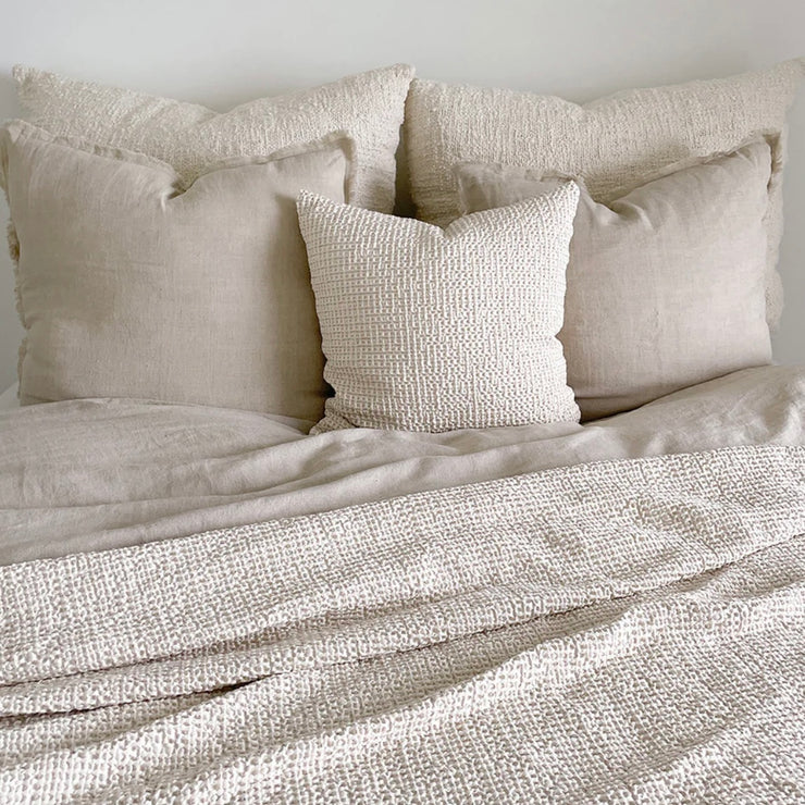 Anaya Home Cool Cotton Beige Waffle Weave Pillow 20x20 With Down Insert