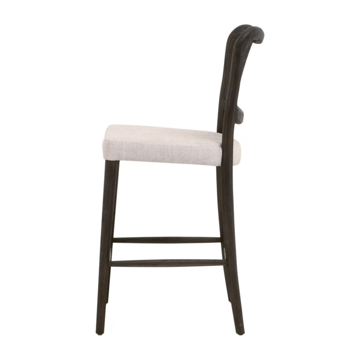 Essentials For Living Cela Counter Stool ~ Bisque With Matte Brown Oak & Matte Brown Cane Frame