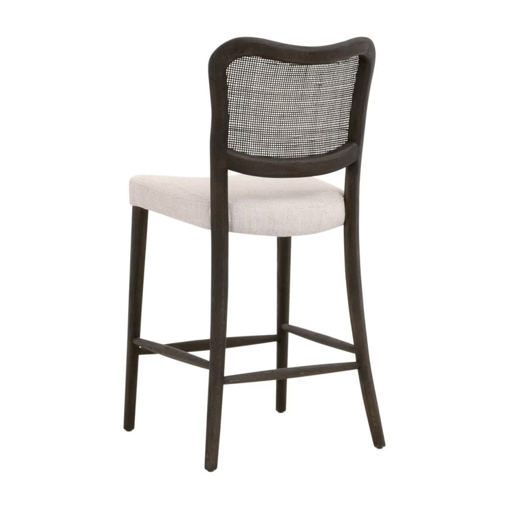 Essentials For Living Cela Counter Stool ~ Bisque With Matte Brown Oak & Matte Brown Cane Frame