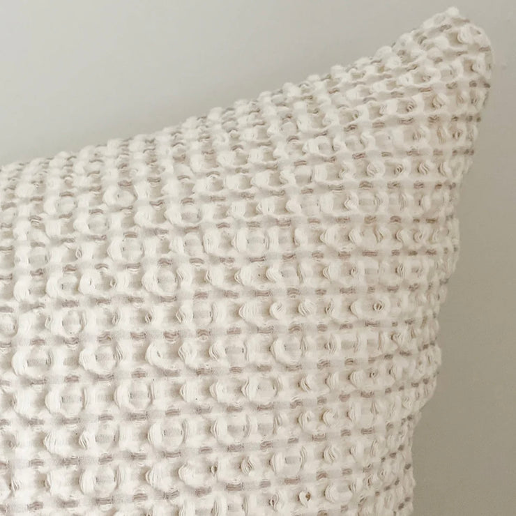 Anaya Home Cool Cotton Beige Waffle Weave Pillow 20x20 With Down Insert