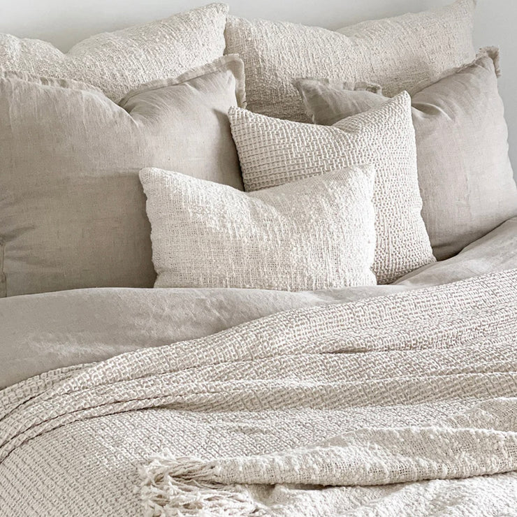 Anaya Home Cool Cotton Beige Waffle Weave Pillow 20x20 With Down Insert