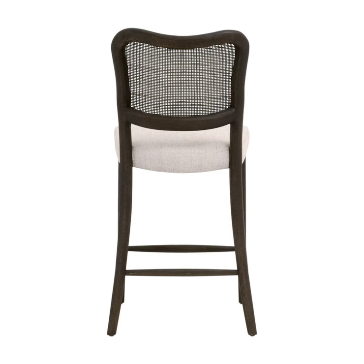 Essentials For Living Cela Counter Stool ~ Bisque With Matte Brown Oak & Matte Brown Cane Frame