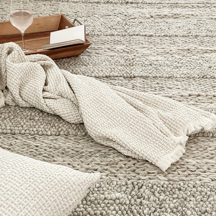 Anaya Home Cool Cotton Beige Waffle Weave Pillow 20x20 With Down Insert