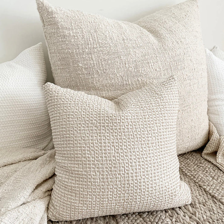 Anaya Home Cool Cotton Beige Waffle Weave Pillow 20x20 With Down Insert