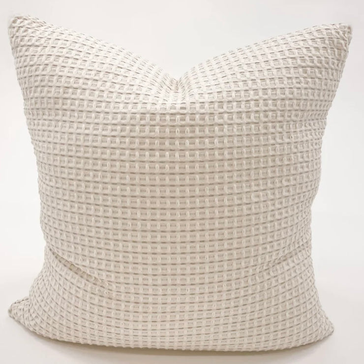 Anaya Home Cool Cotton Beige Waffle Weave Pillow 20x20 With Down Insert