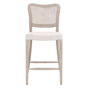 Essentials For Living Cela Counter Stool ~ Bisque With Natural Gray Oak & Natural Gray Cane Frame