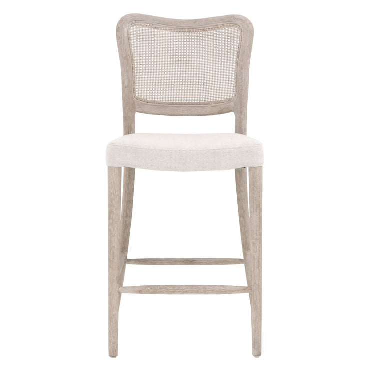 Essentials For Living Cela Counter Stool ~ Bisque With Natural Gray Oak & Natural Gray Cane Frame
