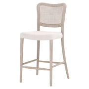 Essentials For Living Cela Counter Stool ~ Bisque With Natural Gray Oak & Natural Gray Cane Frame