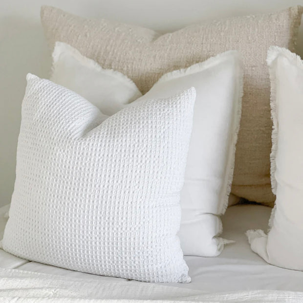 Anaya Home Cool Cotton White Waffle Weave Pillow 20x20 With Down Insert