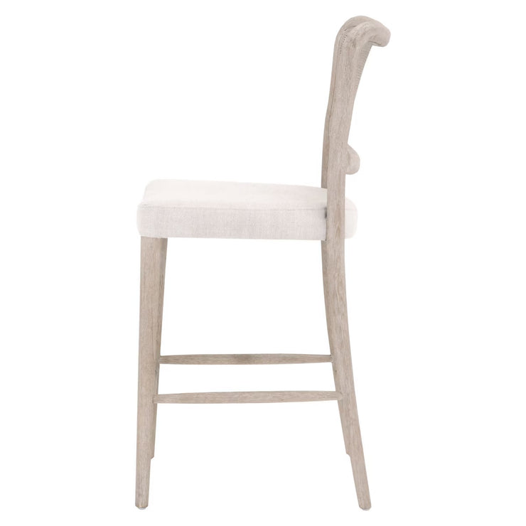 Essentials For Living Cela Counter Stool ~ Bisque With Natural Gray Oak & Natural Gray Cane Frame