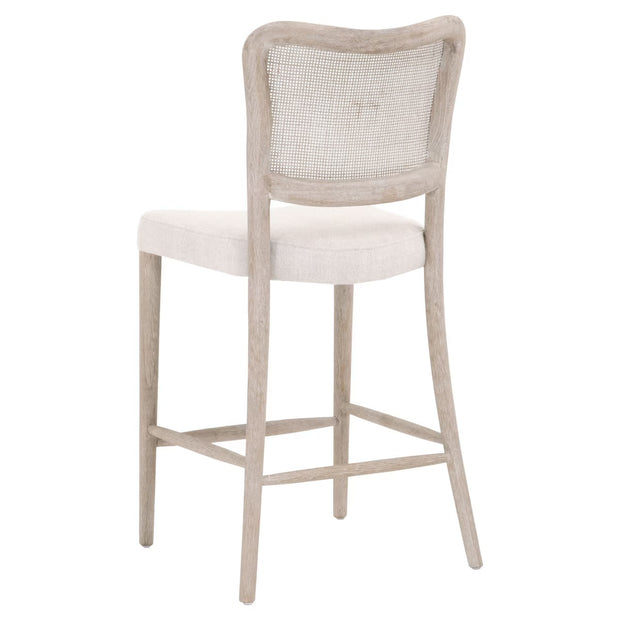 Essentials For Living Cela Counter Stool ~ Bisque With Natural Gray Oak & Natural Gray Cane Frame
