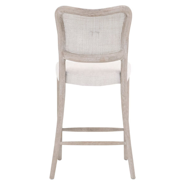 Essentials For Living Cela Counter Stool ~ Bisque With Natural Gray Oak & Natural Gray Cane Frame