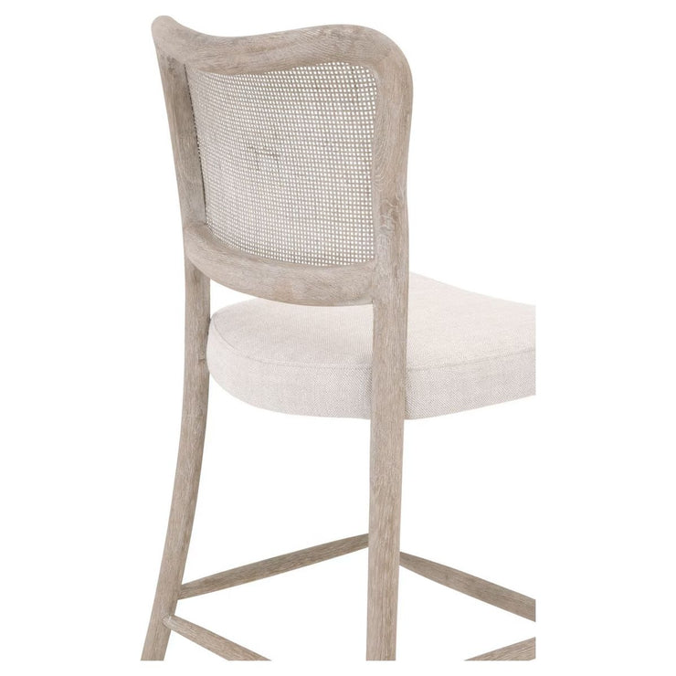 Essentials For Living Cela Counter Stool ~ Bisque With Natural Gray Oak & Natural Gray Cane Frame