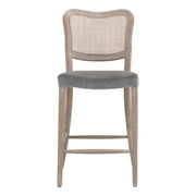 Essentials For Living Cela Counter Stool ~ Performance Dark Dove Velvet With Natural Gray Oak & Natural Gray Cane Frame