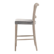 Essentials For Living Cela Counter Stool ~ Performance Dark Dove Velvet With Natural Gray Oak & Natural Gray Cane Frame