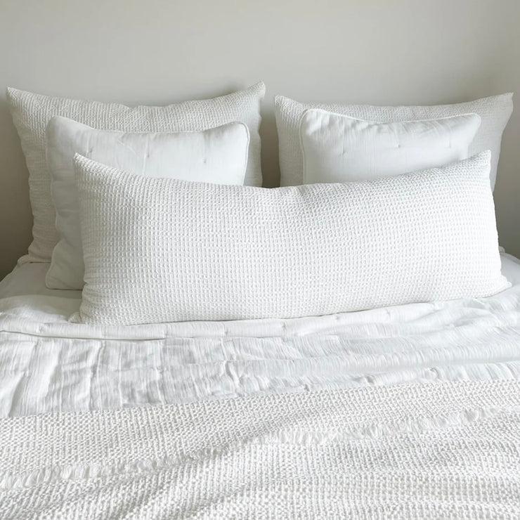 Anaya Home Cool Cotton White Waffle Weave Body Pillow With Down Alternative Insert