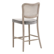 Essentials For Living Cela Counter Stool ~ Performance Dark Dove Velvet With Natural Gray Oak & Natural Gray Cane Frame