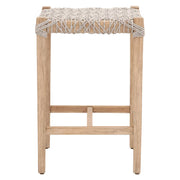 Essentials For Living Costa Backless Counter Stool ~ Taupe & White Flat Rope With Natural Gray Mahogany Frame