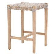 Essentials For Living Costa Backless Counter Stool ~ Taupe & White Flat Rope With Natural Gray Mahogany Frame