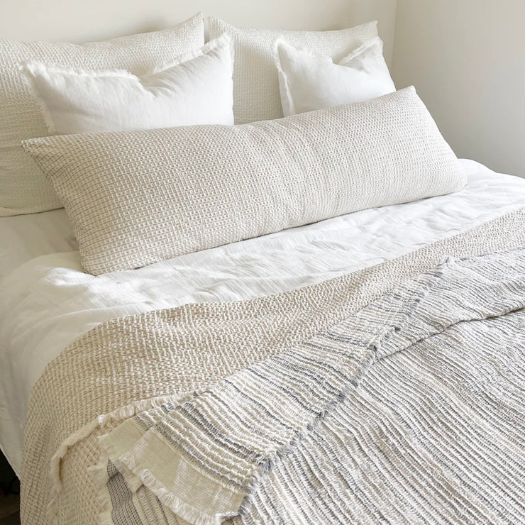 Anaya Home Cool Cotton Beige Waffle Weave Body Pillow With Down Alternative Insert