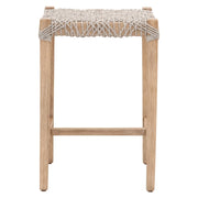Essentials For Living Costa Backless Counter Stool ~ Taupe & White Flat Rope With Natural Gray Mahogany Frame