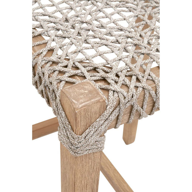 Essentials For Living Costa Backless Counter Stool ~ Taupe & White Flat Rope With Natural Gray Mahogany Frame