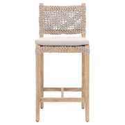 Essentials For Living Costa Counter Stool ~ Taupe & White Flat Rope, Performance Pumice With Natural Gray Mahogany Frame