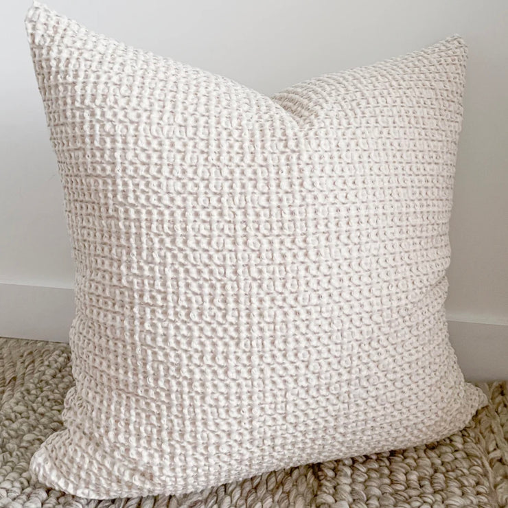 Anaya Home Cool Cotton Beige Waffle Weave Euro Pillow 26x26 With Down Insert