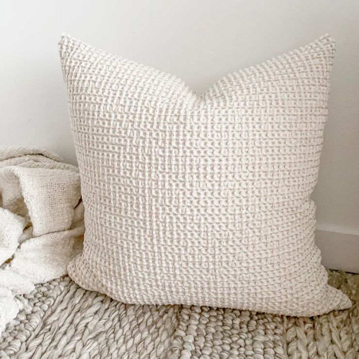 Anaya Home Cool Cotton Beige Waffle Weave Euro Pillow 26x26 With Down Insert