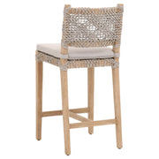 Essentials For Living Costa Counter Stool ~ Taupe & White Flat Rope, Performance Pumice With Natural Gray Mahogany Frame