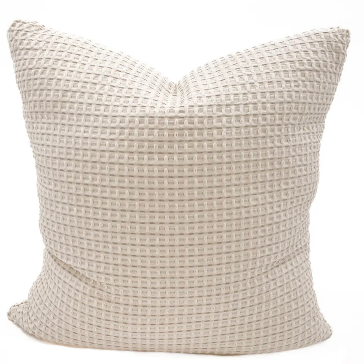 Anaya Home Cool Cotton Beige Waffle Weave Euro Pillow 26x26 With Down Insert