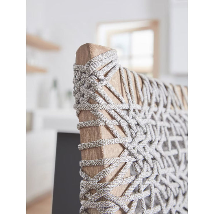 Essentials For Living Costa Counter Stool ~ Taupe & White Flat Rope, Performance Pumice With Natural Gray Mahogany Frame