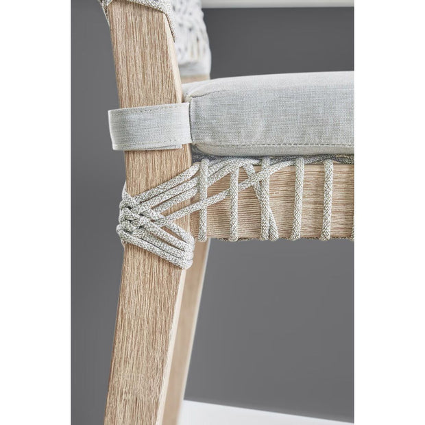 Essentials For Living Costa Counter Stool ~ Taupe & White Flat Rope, Performance Pumice With Natural Gray Mahogany Frame