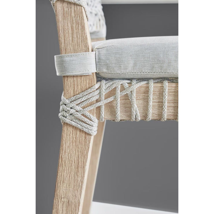 Essentials For Living Costa Counter Stool ~ Taupe & White Flat Rope, Performance Pumice With Natural Gray Mahogany Frame
