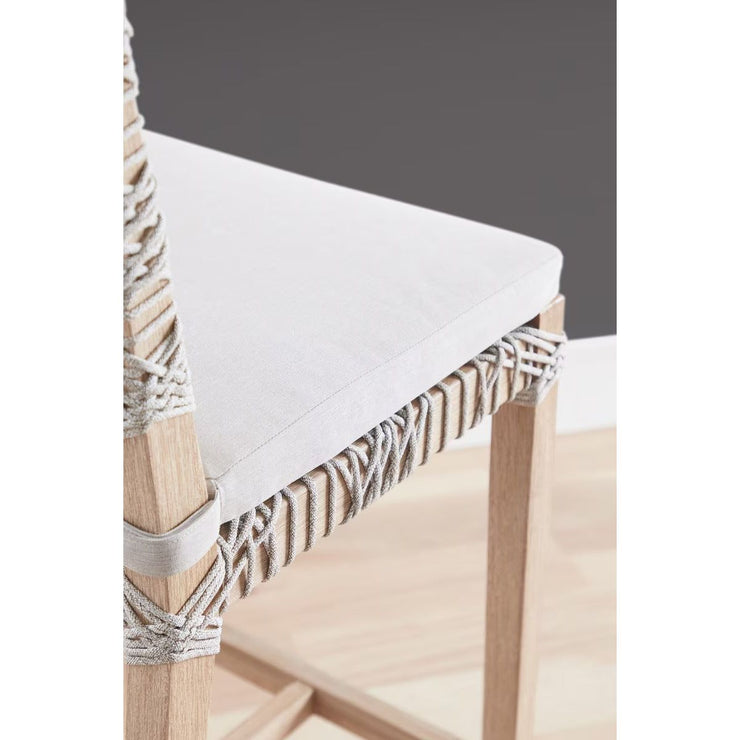 Essentials For Living Costa Counter Stool ~ Taupe & White Flat Rope, Performance Pumice With Natural Gray Mahogany Frame