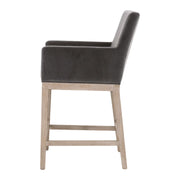 Essentials For Living Drake Counter Stool ~ Dark Dove Velvet With Natural Gray Oak Frame