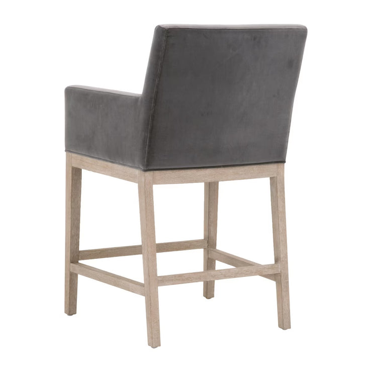 Essentials For Living Drake Counter Stool ~ Dark Dove Velvet With Natural Gray Oak Frame