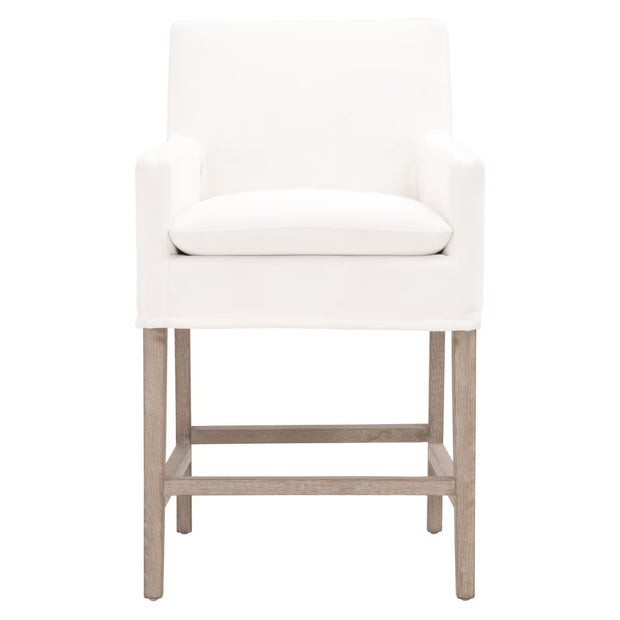 Essentials For Living Drake Slipcover Counter Stool ~ LiveSmart Peyton-Pearl With Natural Gray Oak Frame