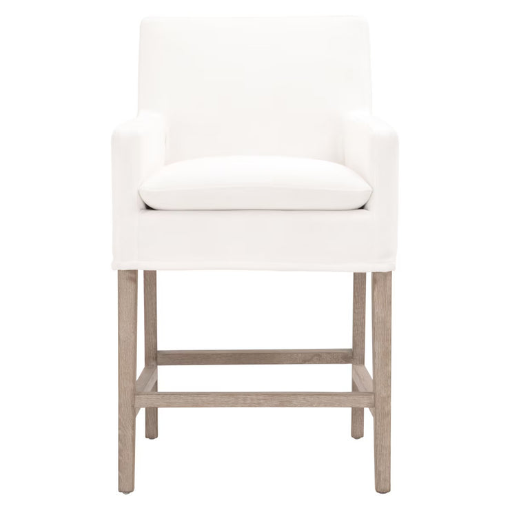 Essentials For Living Drake Slipcover Counter Stool ~ LiveSmart Peyton-Pearl With Natural Gray Oak Frame