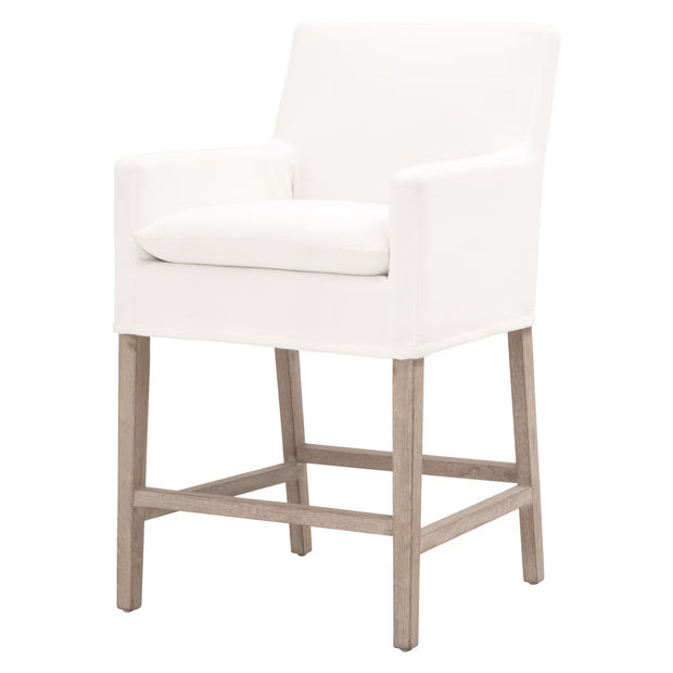 Essentials For Living Drake Slipcover Counter Stool ~ LiveSmart Peyton-Pearl With Natural Gray Oak Frame