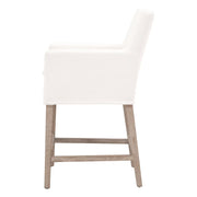 Essentials For Living Drake Slipcover Counter Stool ~ LiveSmart Peyton-Pearl With Natural Gray Oak Frame