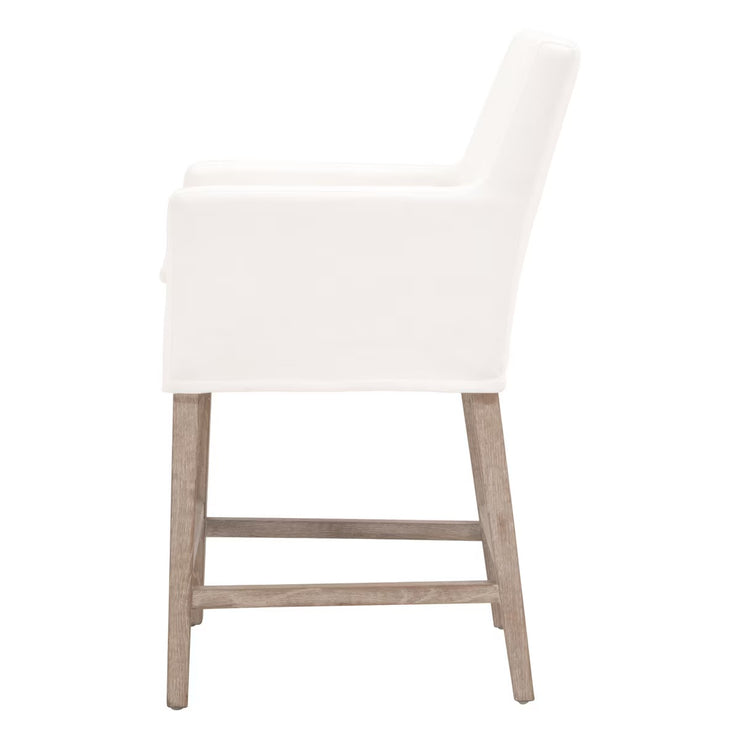 Essentials For Living Drake Slipcover Counter Stool ~ LiveSmart Peyton-Pearl With Natural Gray Oak Frame