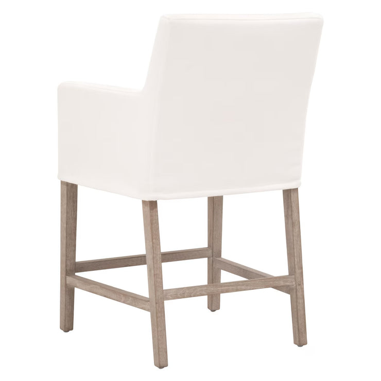 Essentials For Living Drake Slipcover Counter Stool ~ LiveSmart Peyton-Pearl With Natural Gray Oak Frame