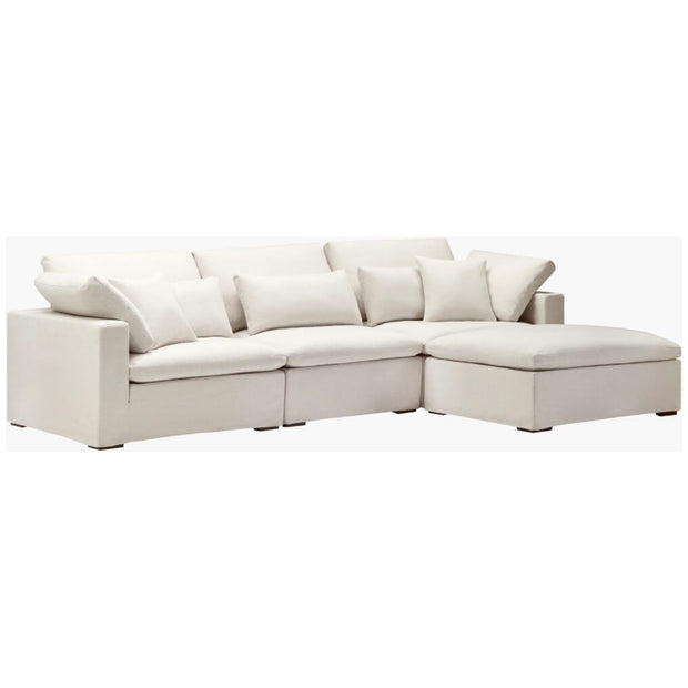Surya Amherst Modern Square Arm Blue Sofa With Wood Base